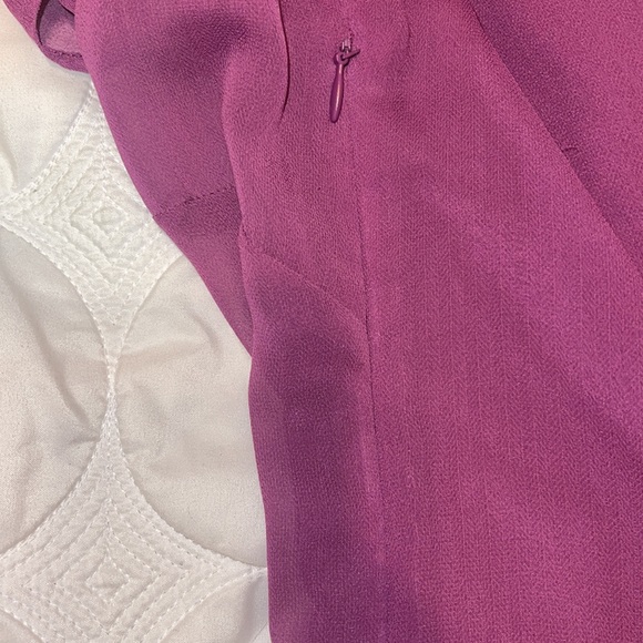 Merona Magenta Chiffon Fully Lined Flounce Sleeve Blouse - Picture 11 of 12